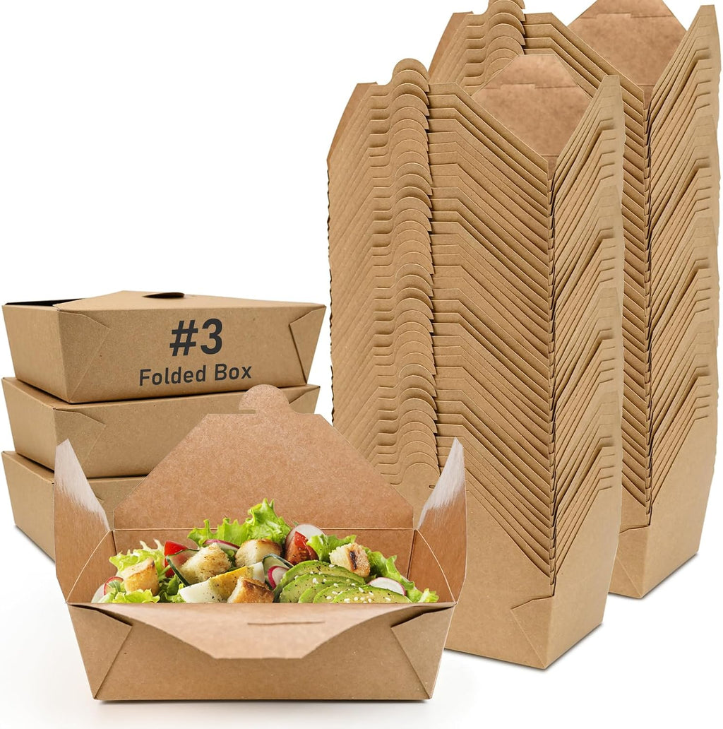 200 Pack 71 oz Kraft Paper Large Takeout Food Containers