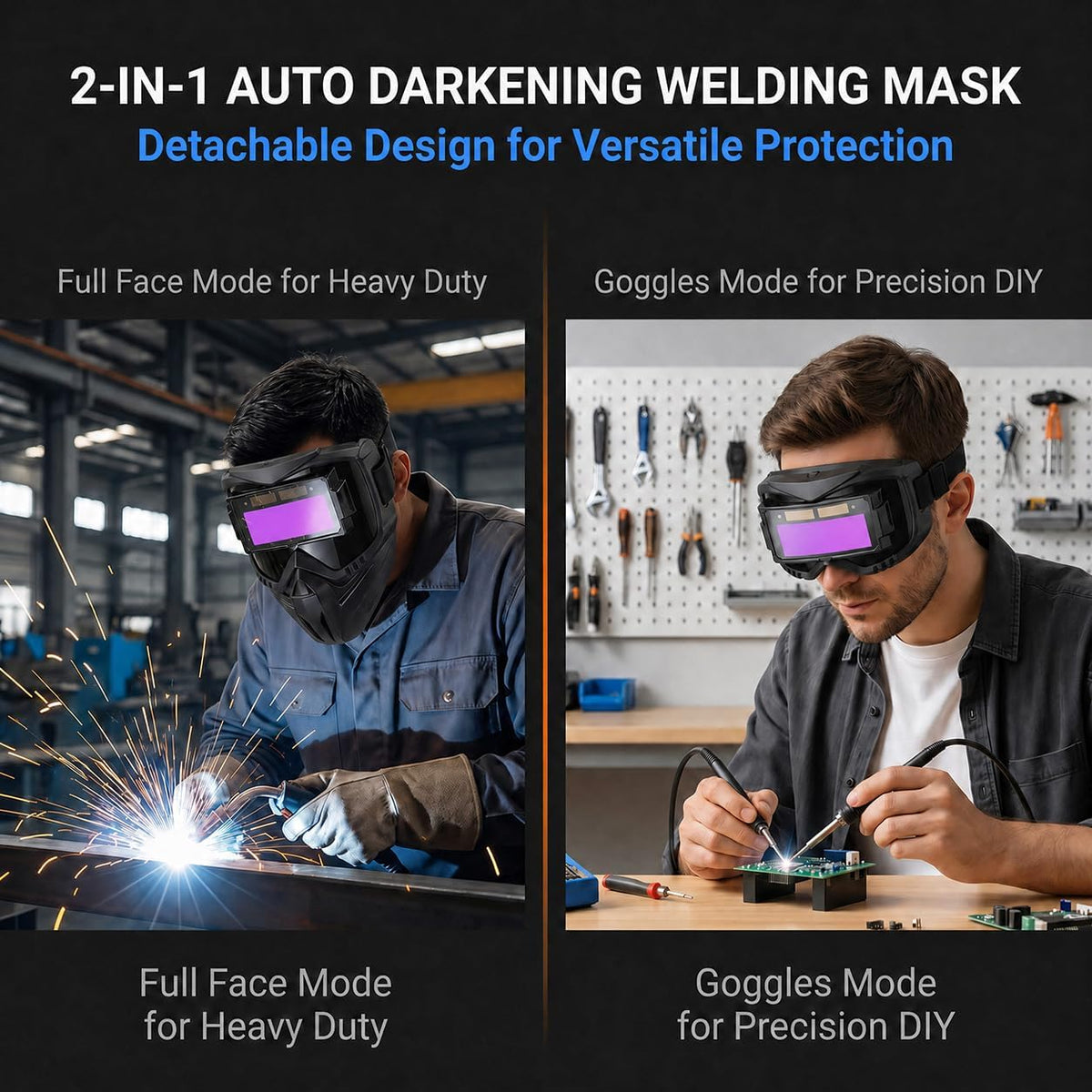 Auto-Darkening Welding Helmet, True Color View UV IR Adjustable Headband | Breathable Vent System for TIG MIG ARC