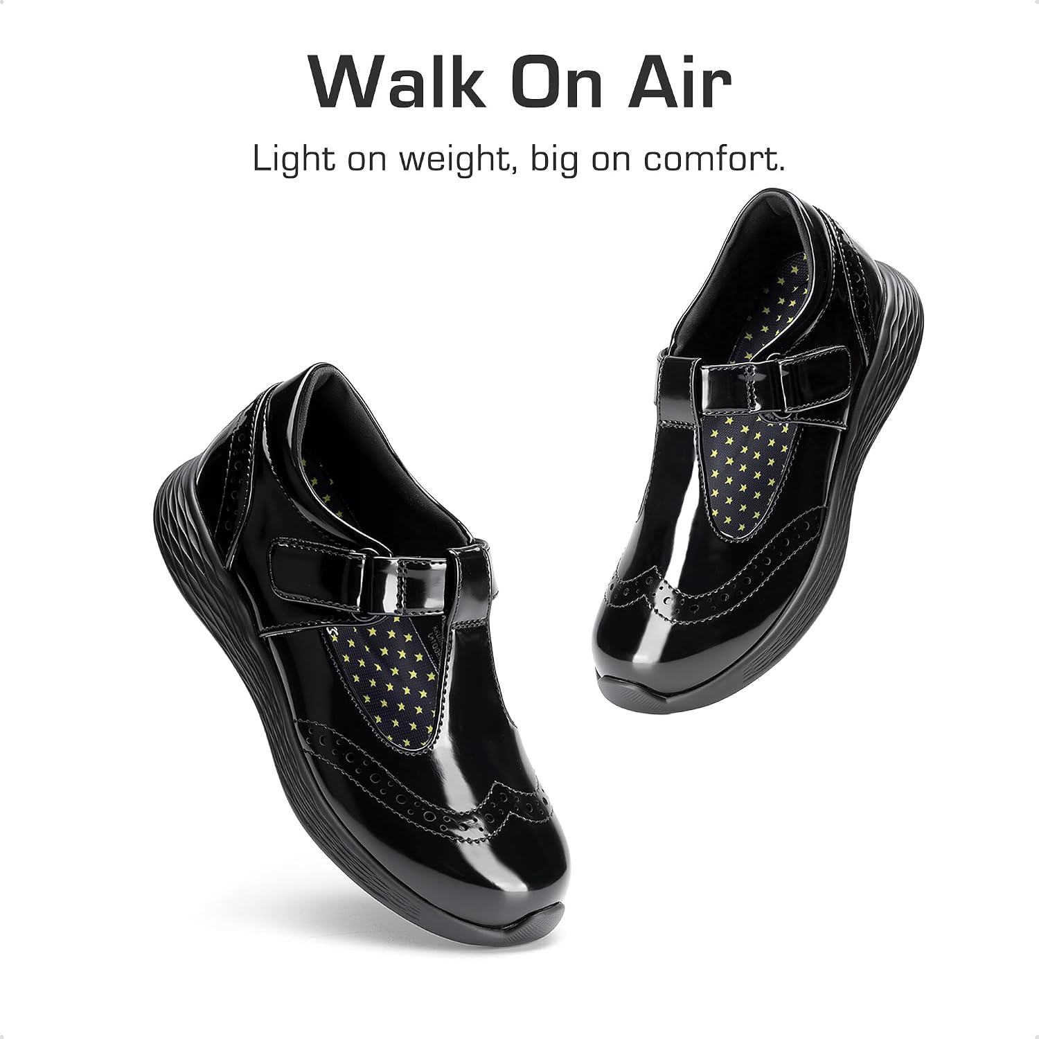 Girls Mary Jane School Uniform Shoes | Lightweight T-Strap dress shoes,breathable lining,arch support oxford flats