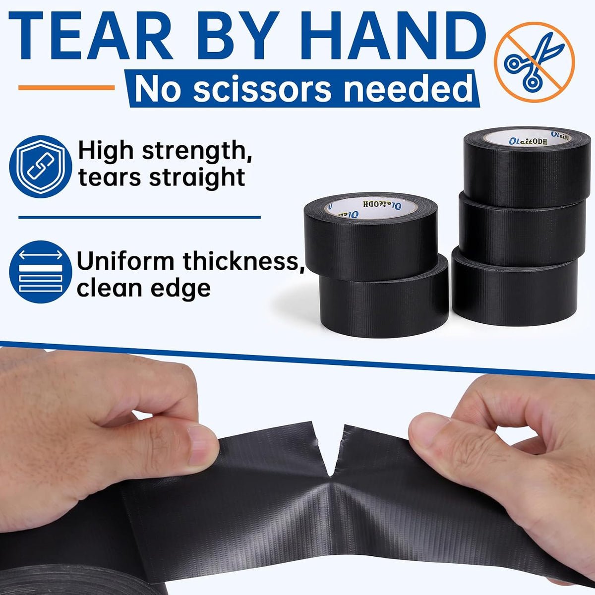 Black Duct Tape Bulk, 2 Inches x 30 Yards, 22 Pack