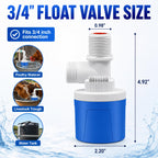 3PCS 3/4 Inch Top Inlet Water Float Valve