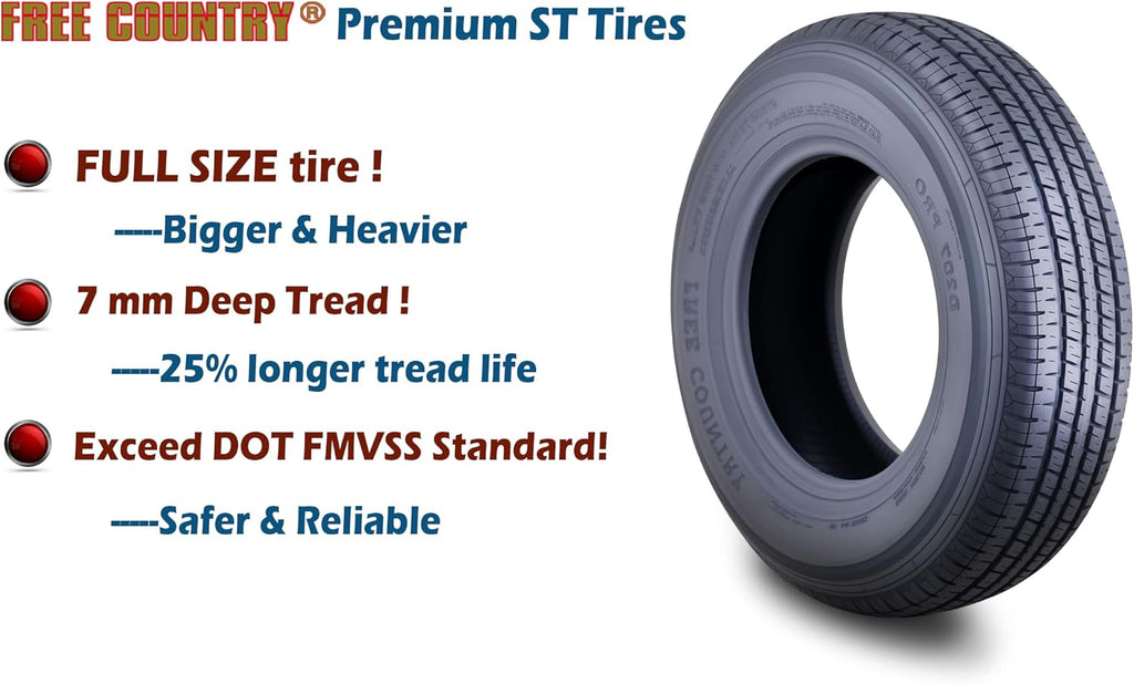 Trailer Tire Wheel ST205/75R15 8-Ply 107N 5X4.5 Silver Mod Rim