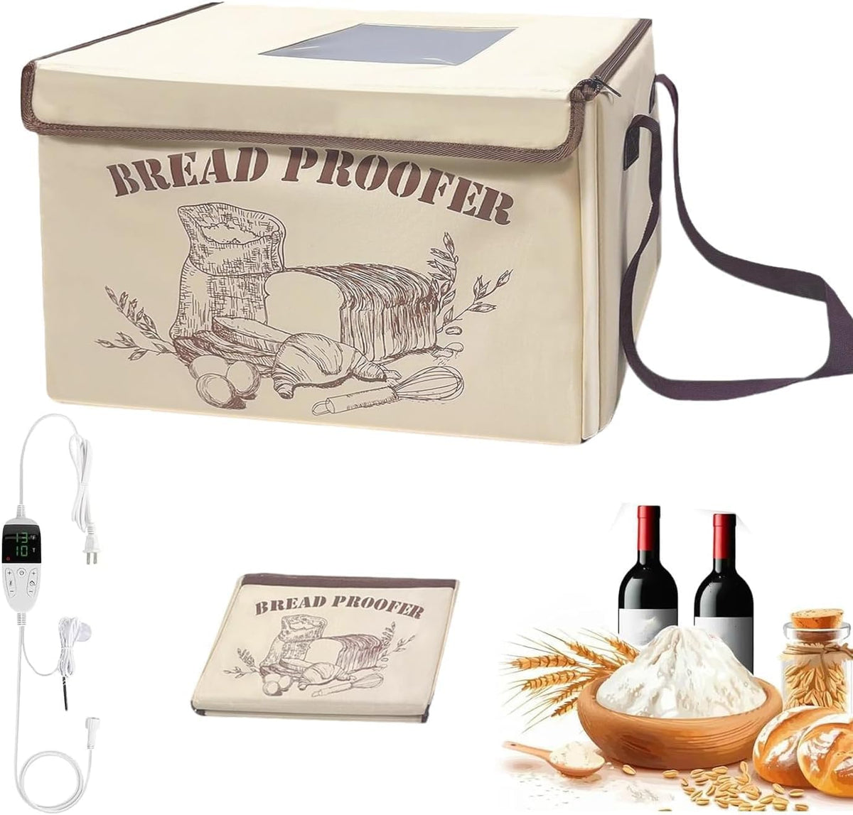 Bread Proofing Box,Folding Dough Proofing Warming Box with 50-113℉ Temp Control & 12h Timer, Proofer Oven for