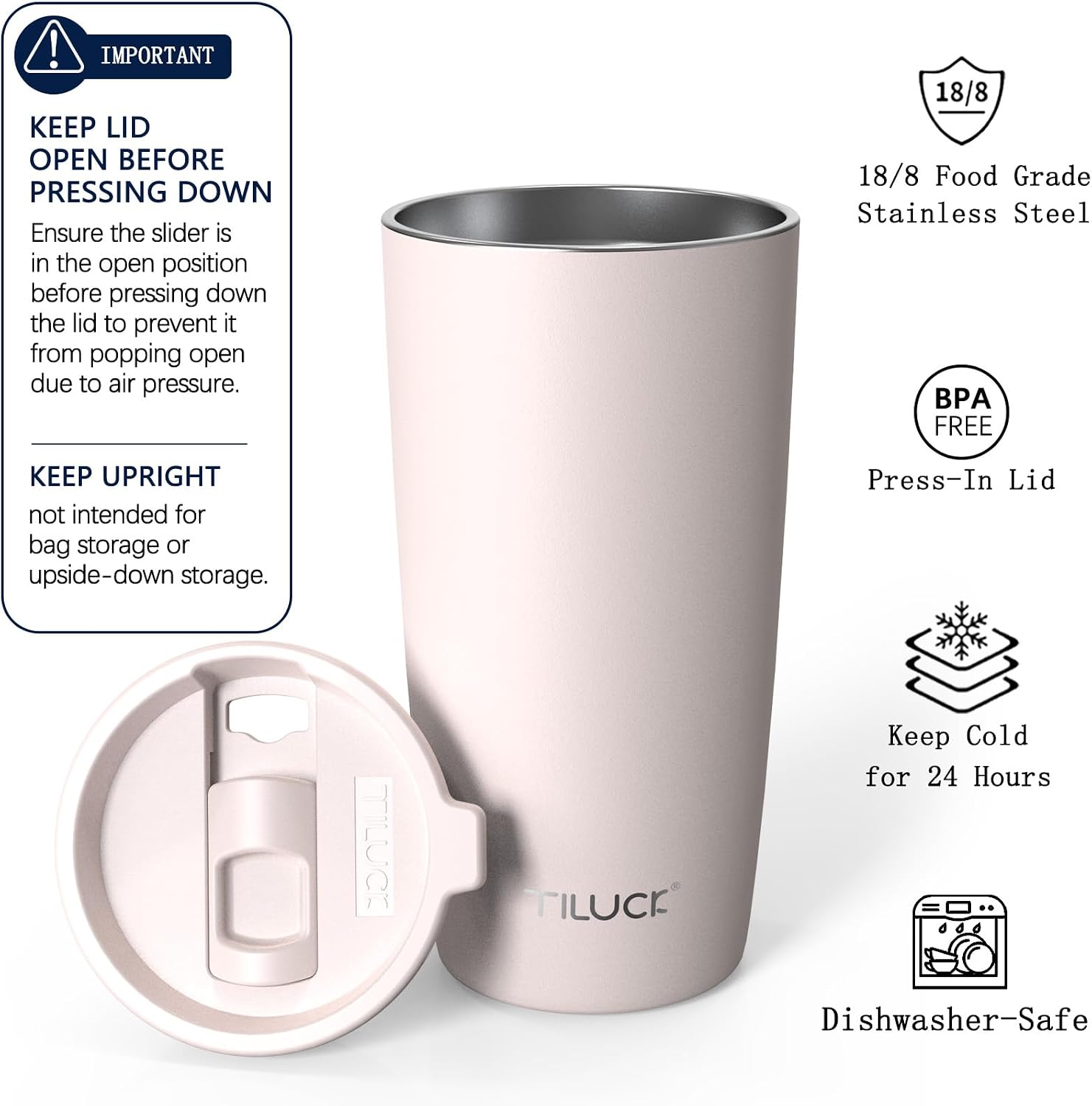 20 oz Insulated Coffee Tumbler with BPA-Free Lid | Travel Coffee Mug, Dishwasher Safe, Cup Holder Friendly