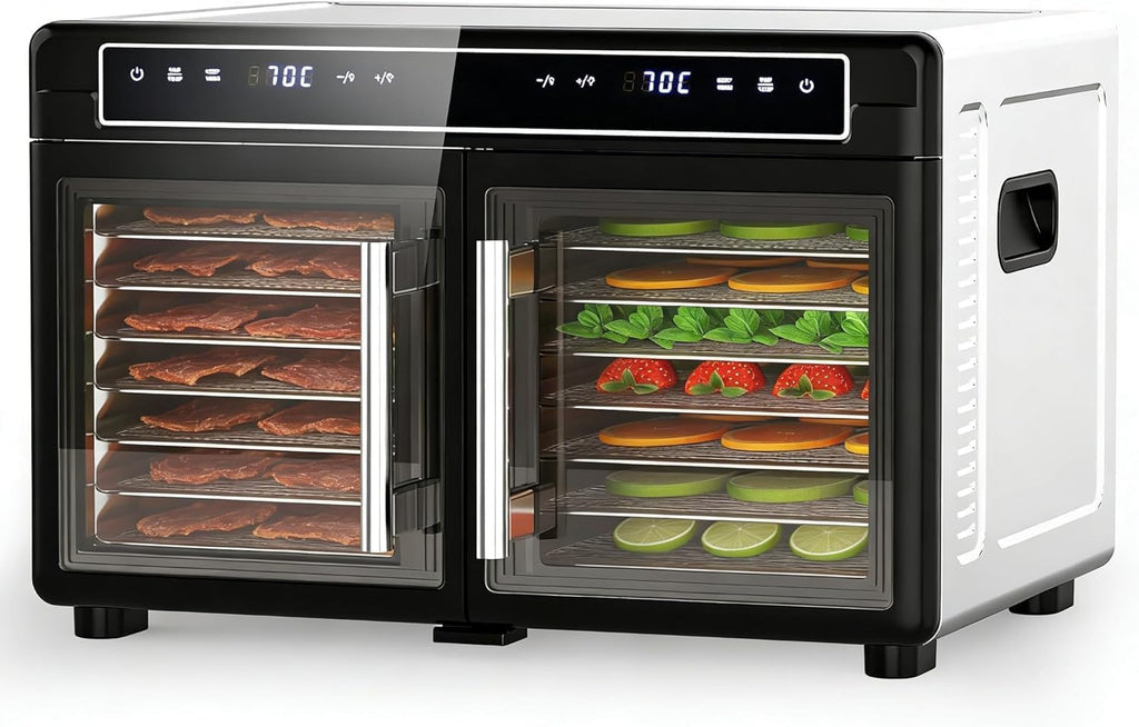Food Dehydrator, 16 Stainless Steel Trays with 10 ft² Drying Space, 1200W, 176°F Dehydrated Dryer for Jerky & Time
