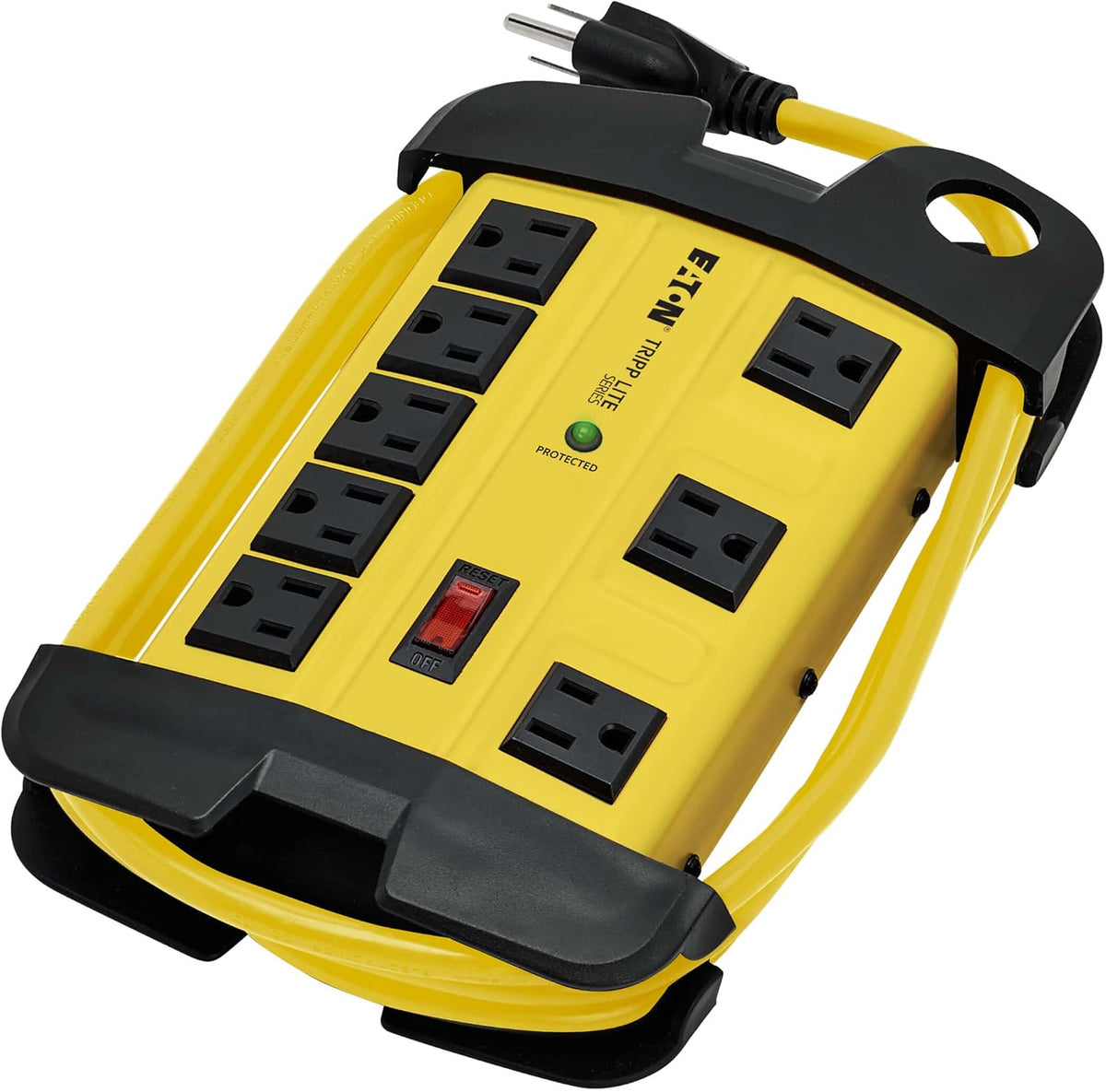 Eaton TLM825SA Heavy Duty Power Strip with Surge Protection, 8 Outlets, 3900 Joules, Yellow Metal Housing, 25ft Cord