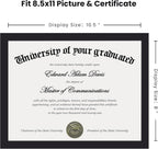 Certificate Frame, 8.5 by 11 Diploma Frames, 1 Pack, Black | Clear Plexiglass, 8.5x11 Document Degree Frames for