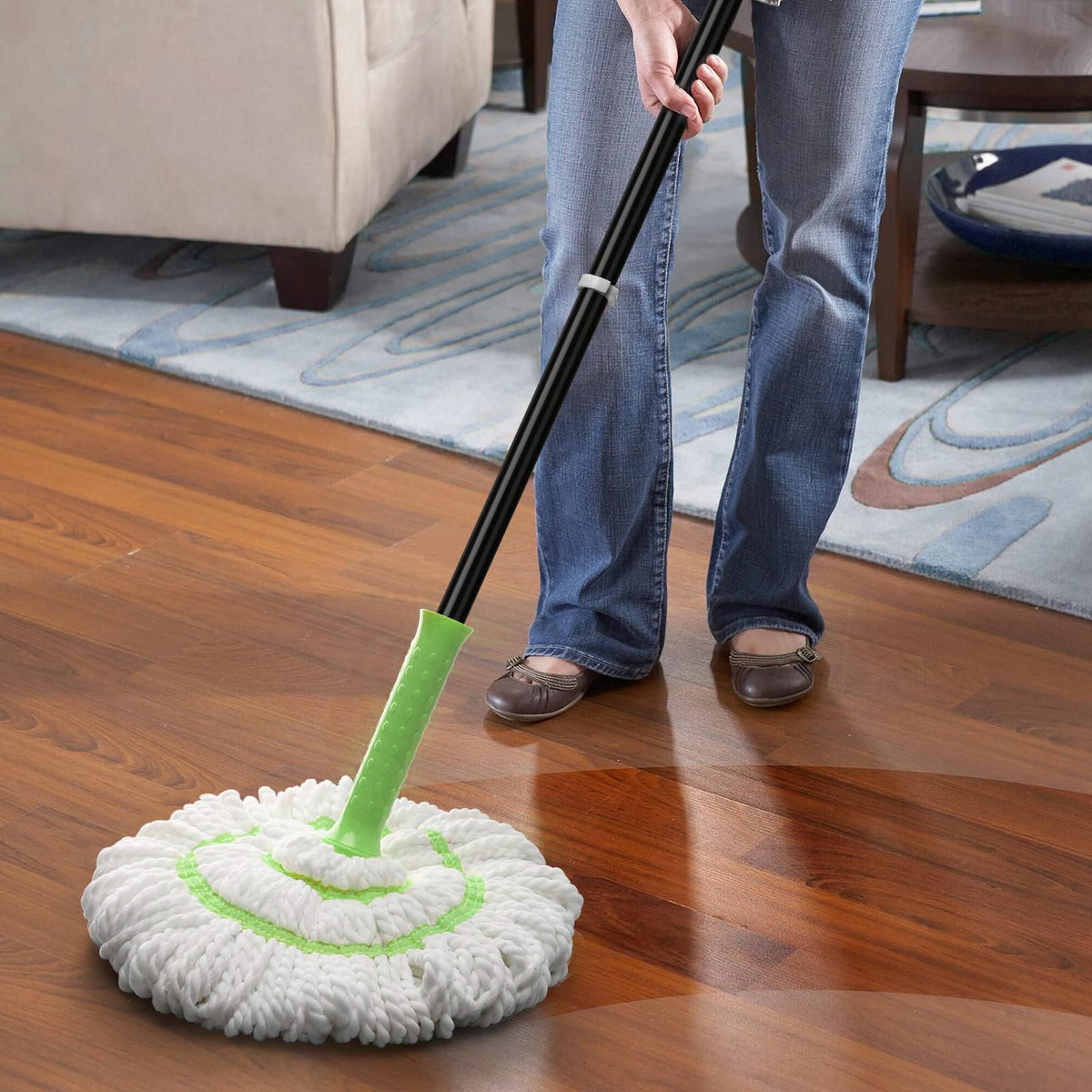 Mop, Self-Wringing Twist Mops for Floor Cleaning, 57" Long Handle