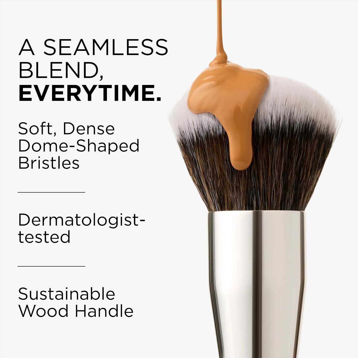 Beauty Kabuki Foundation Brush For Applying Powder, Foundation, Bronzer, Blush, and Mineral Make up, Soft Bristles