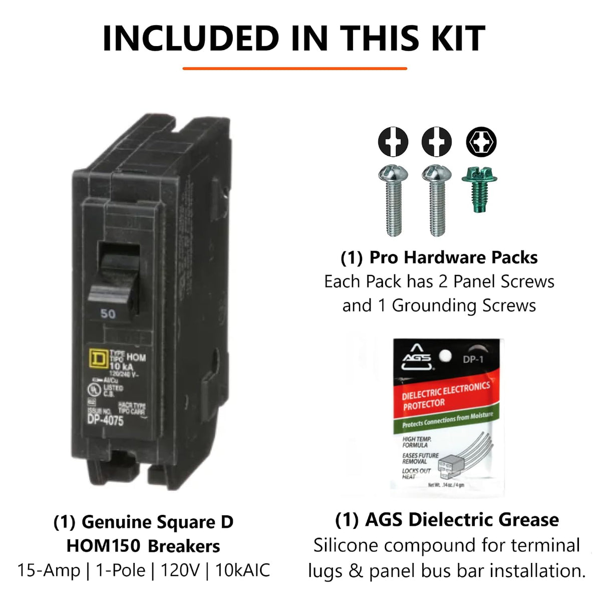 Genuine Square D HOM150 50 Amp Single Pole Circuit Breaker Kit