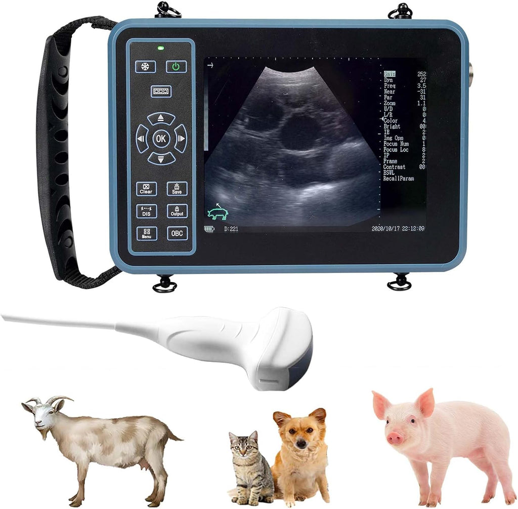 Veterinary Ultrasound Machine for Pregnancy Portable Scanner with 3.5Mhz Convex Probe Waterproof Probe for