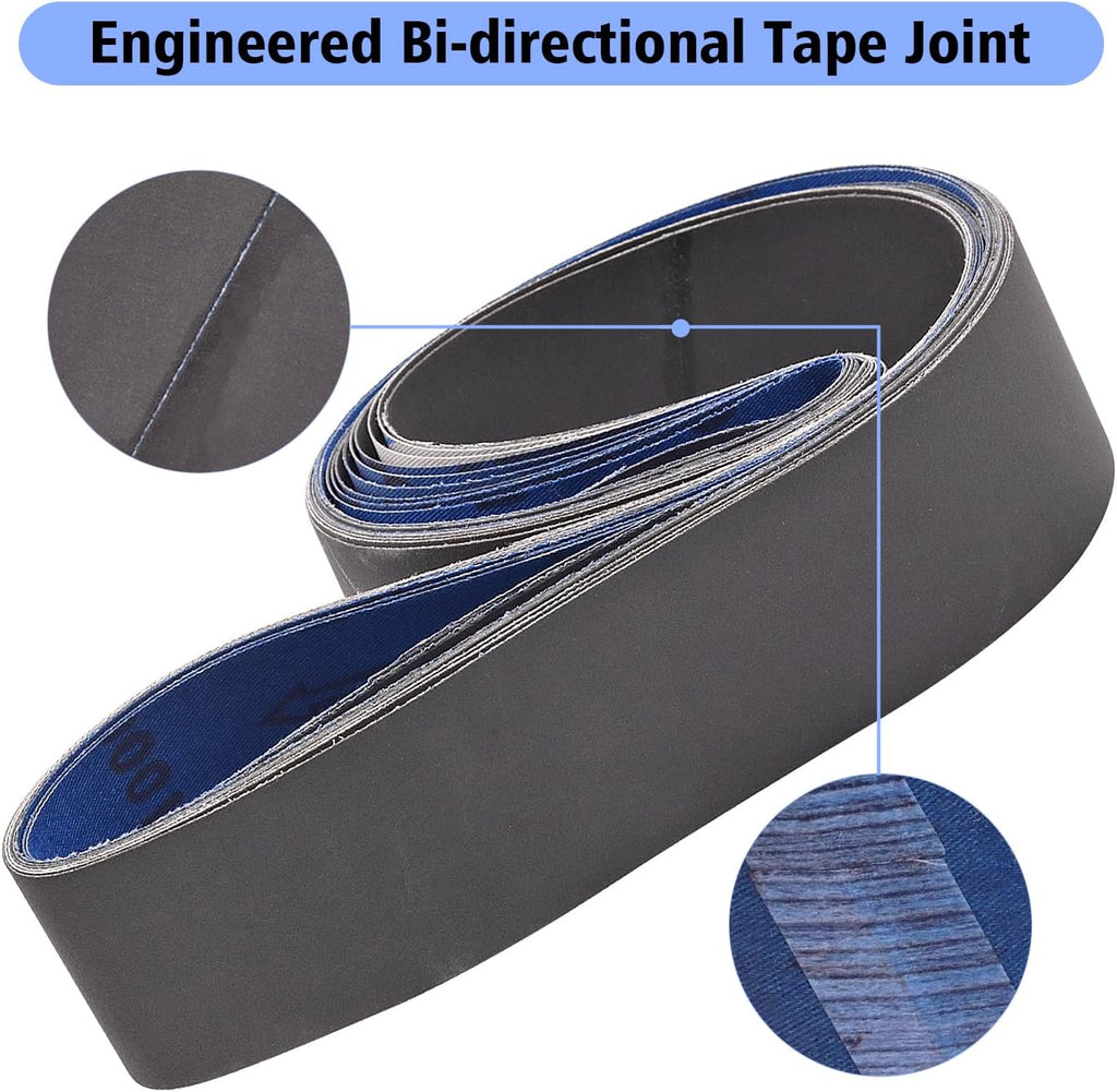 6 Pack 2 x 72 Inch Sanding Belts 600 800 1000 Grit for Knife Sharpening