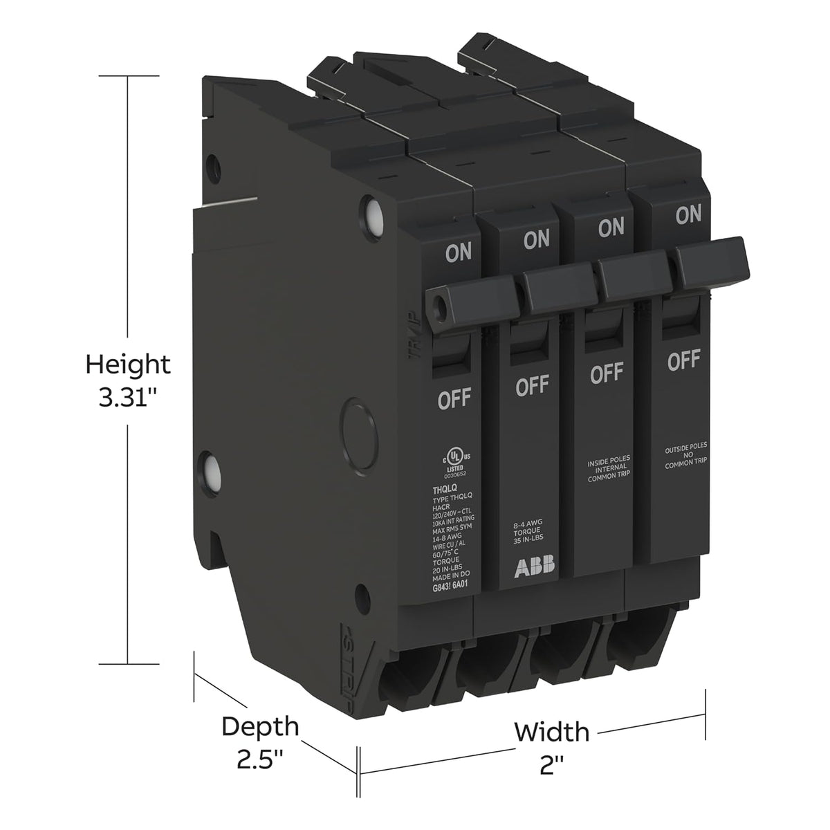ABB Q-Line THQLQ152015 • Quad Circuit Breaker • 120/240 VAC