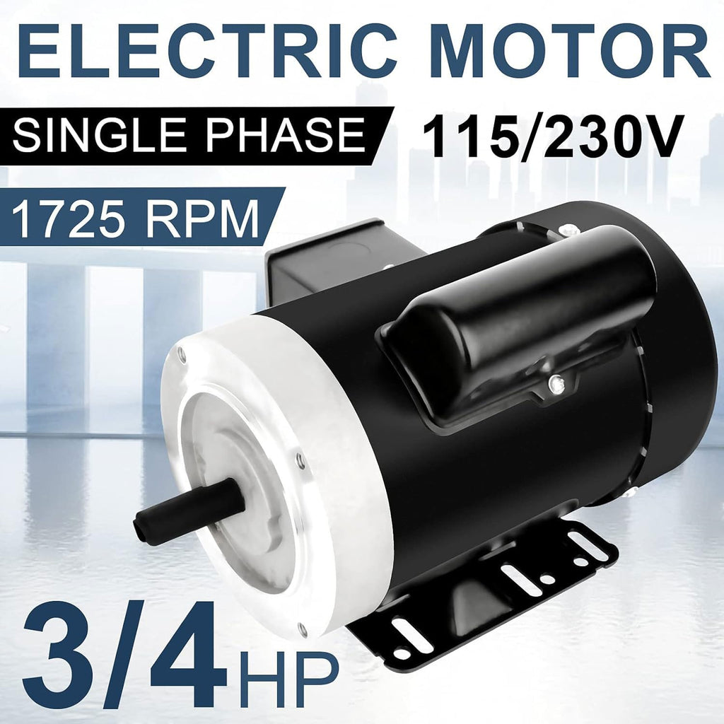 3/4HP General Electric Motor 1725RPM Single Phase 115V/230V 56C Frame TEFC