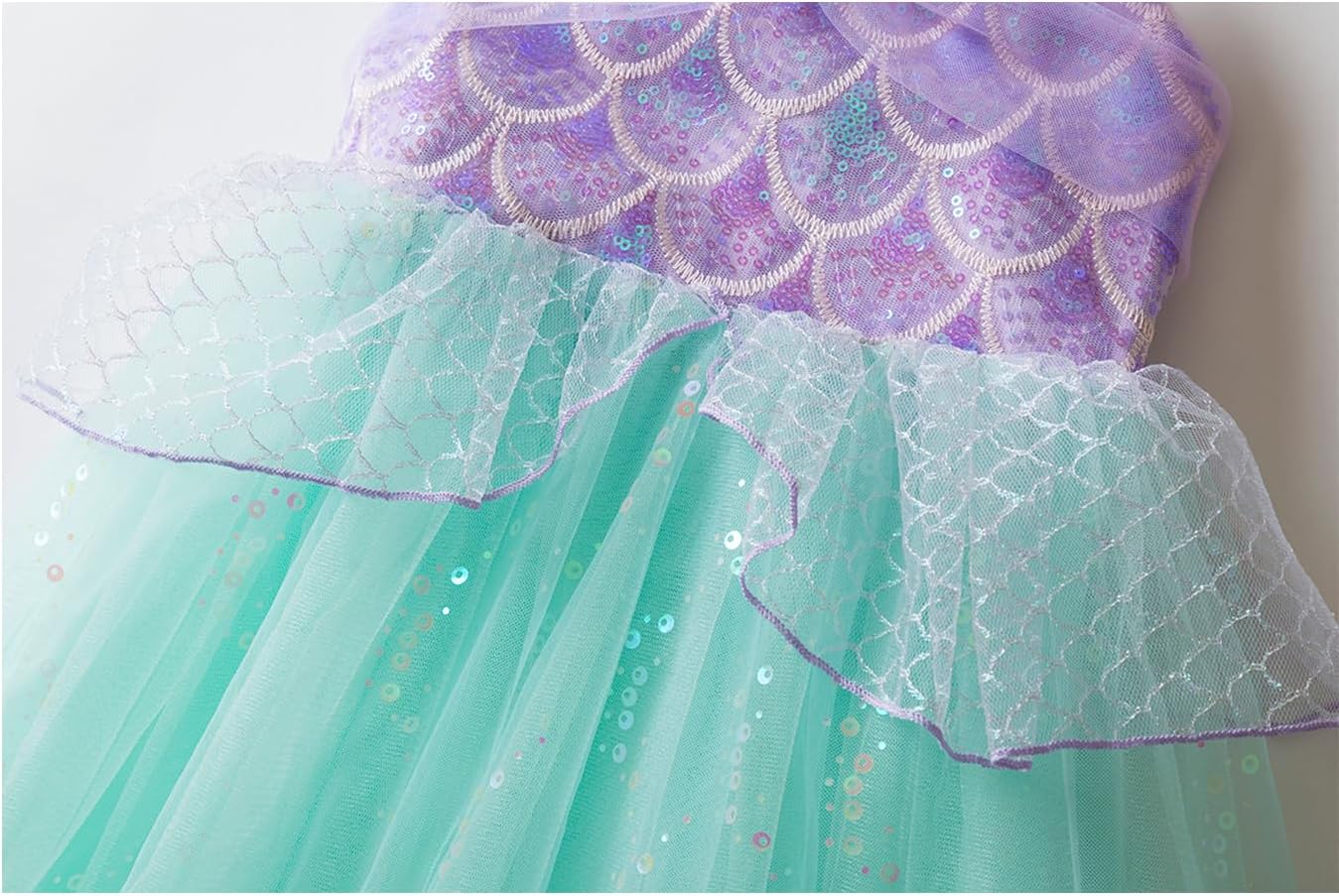Girls Mermaid Dress Little Mermaid Costume Princess Sequin Sling Tutu Dress for Toddler Kids Birthday Party