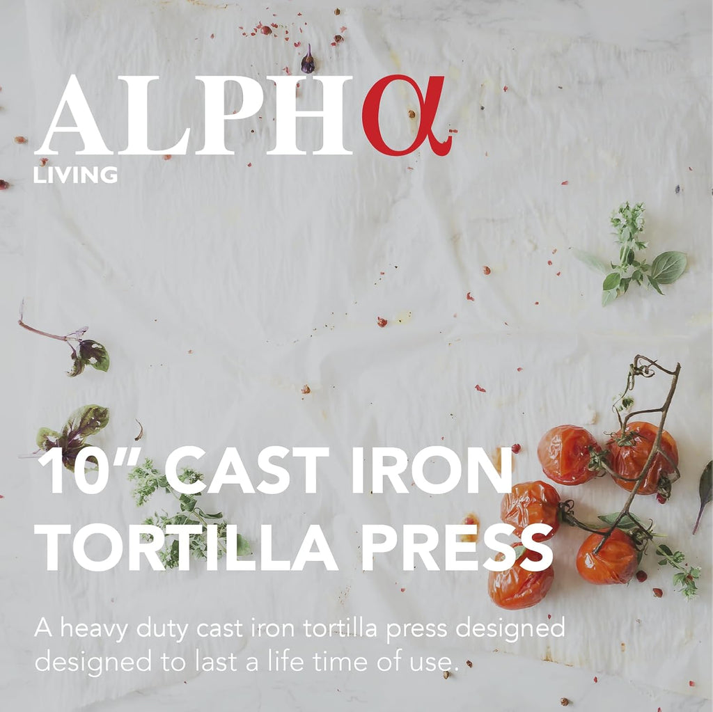 Tortilla Press – 10 Inch Cast Iron Quesadilla Maker – Heavy Duty Empanada Maker Press – Cast Iron Tortilla Maker for