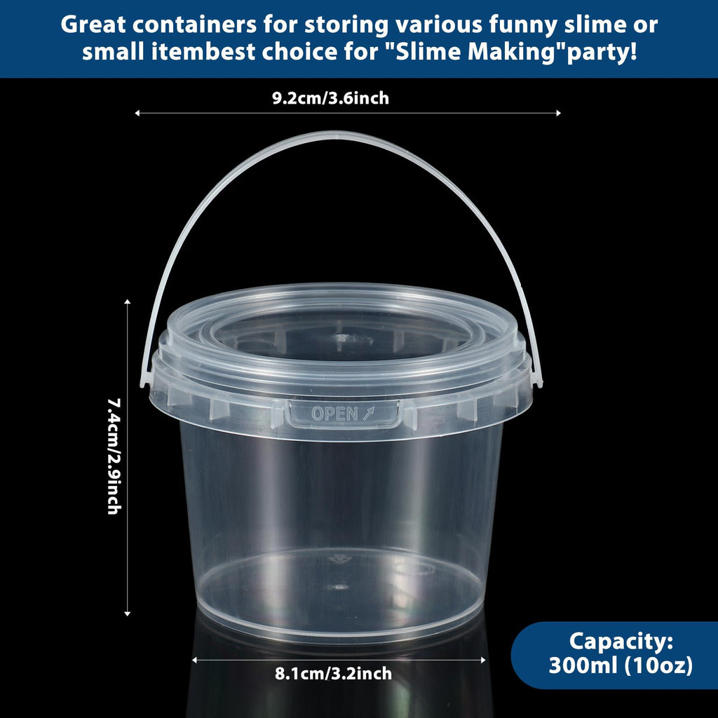 50 Pcs 10oz Plastic Bucket with Lids and Handles Bulk, Clear