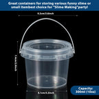 50 Pcs 10oz Plastic Bucket with Lids and Handles Bulk, Clear