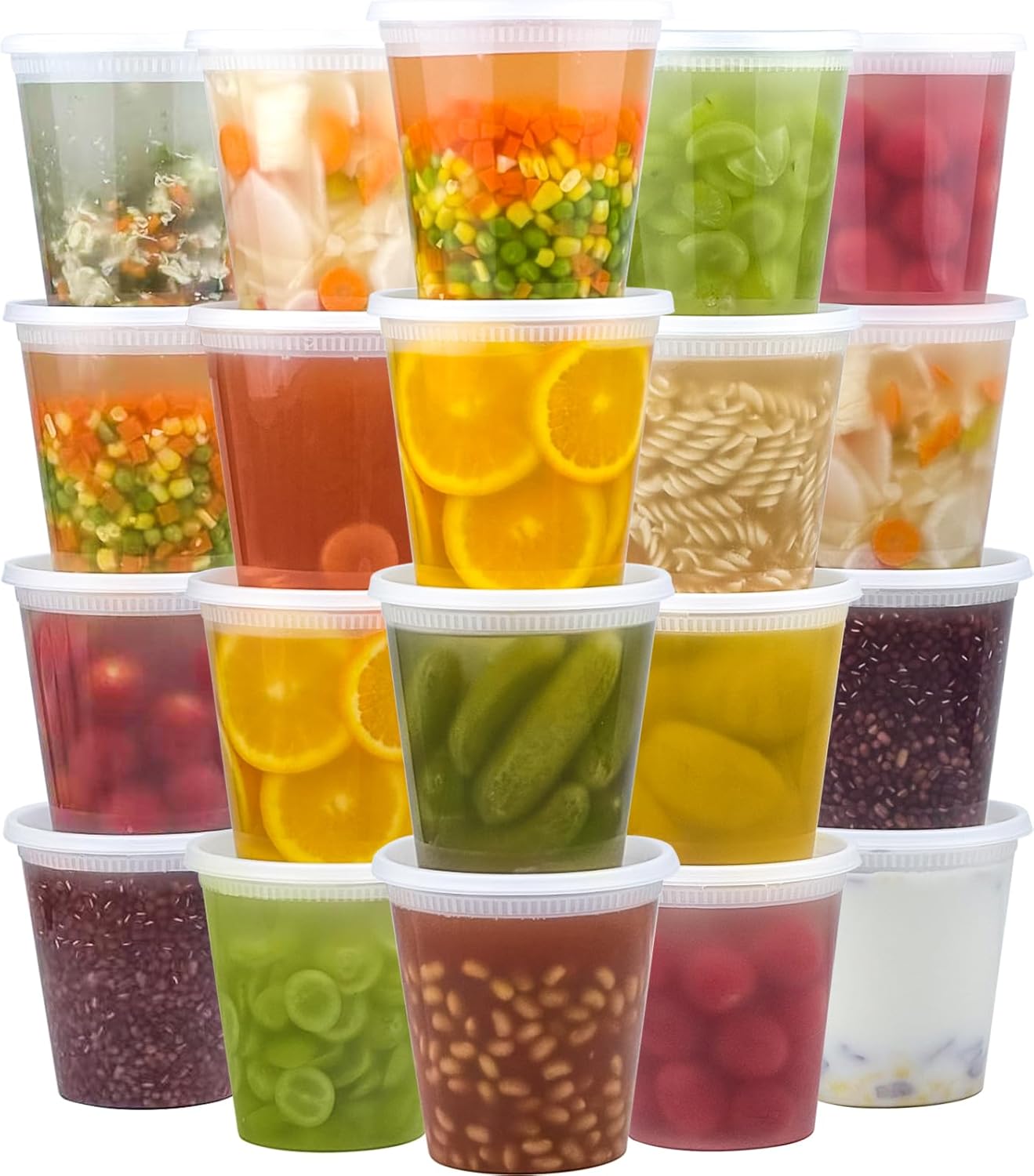 50 Set 32 oz Deli Containers with Lids | Leak-Proof BPA Free Plastic Take Out Bowls, Food Storage Containers for