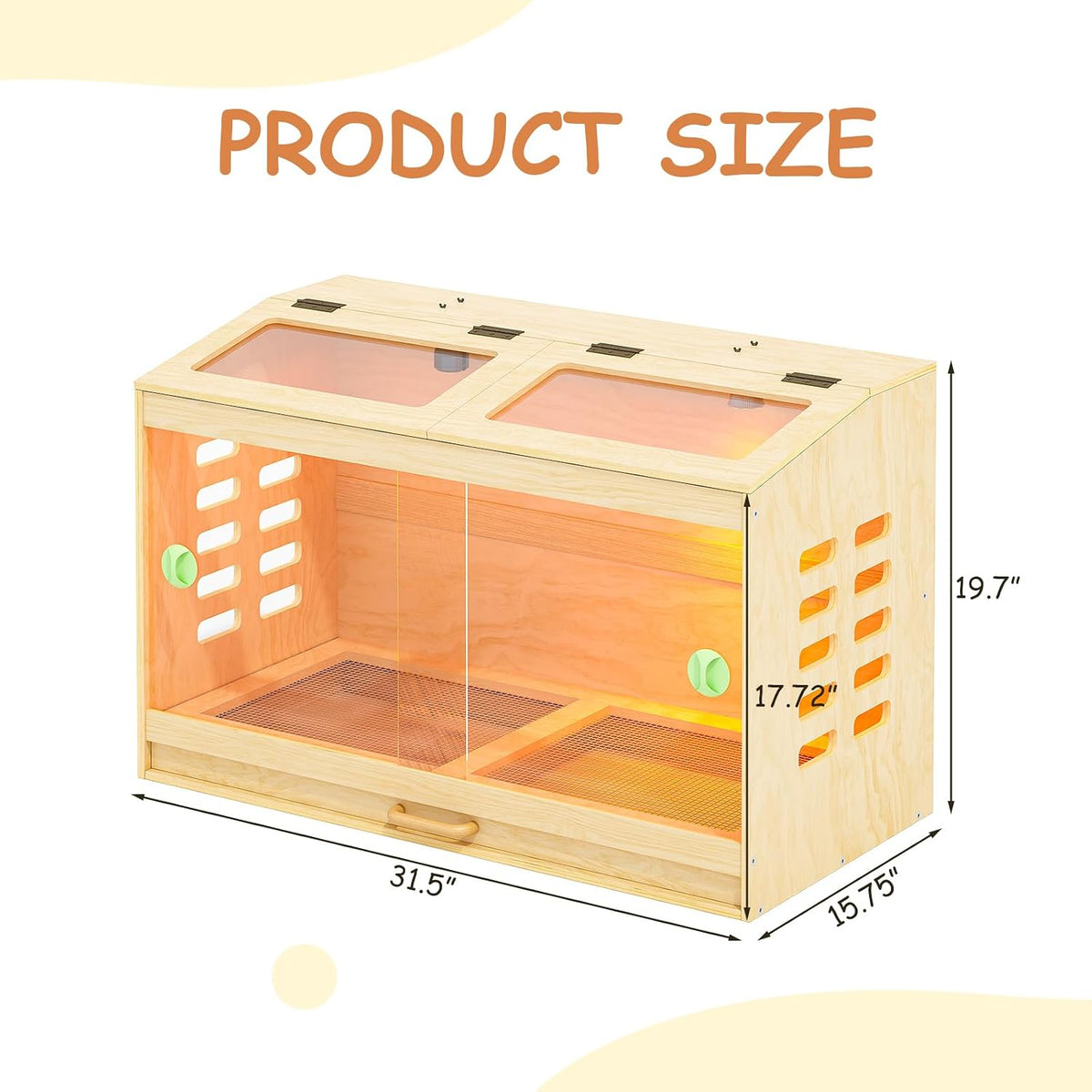 Wooden Chick Brooder Box with Pull-Out Tray (31.5" x 15.7" x 19.5")