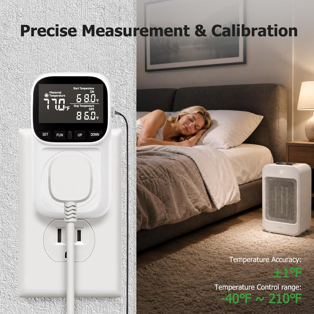 Temperature Controller Digital Timer Thermostat Outlet Plug, -40°F~210°F