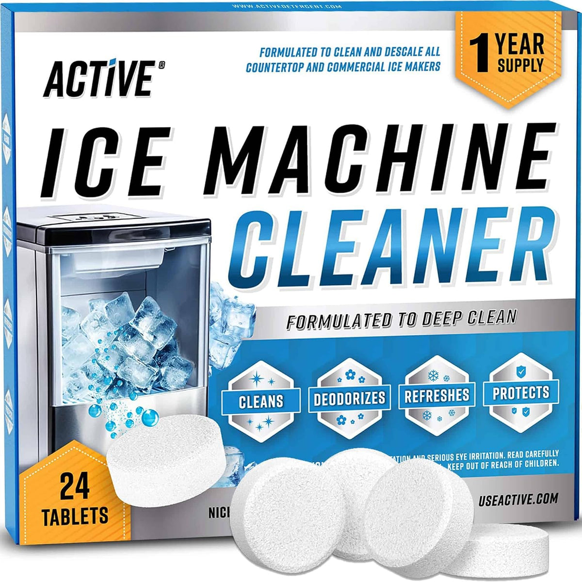 Ice Machine Cleaner Maker Descaler - 24 Clean Tablets Compatible with Frigidaire, Opal, GE Profile, Kitchenaid
