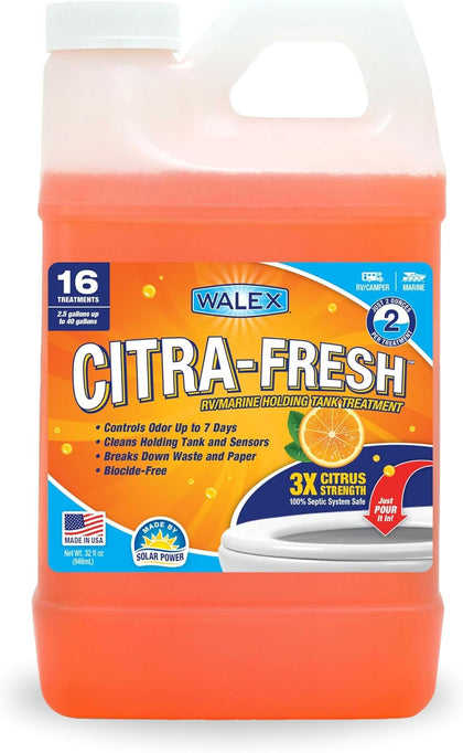 Citra-Fresh Liquid RV Toilet Treatment - Citrus Scent, 32 oz | Controls Black Tank Odors Immediately; Fresh Citrus