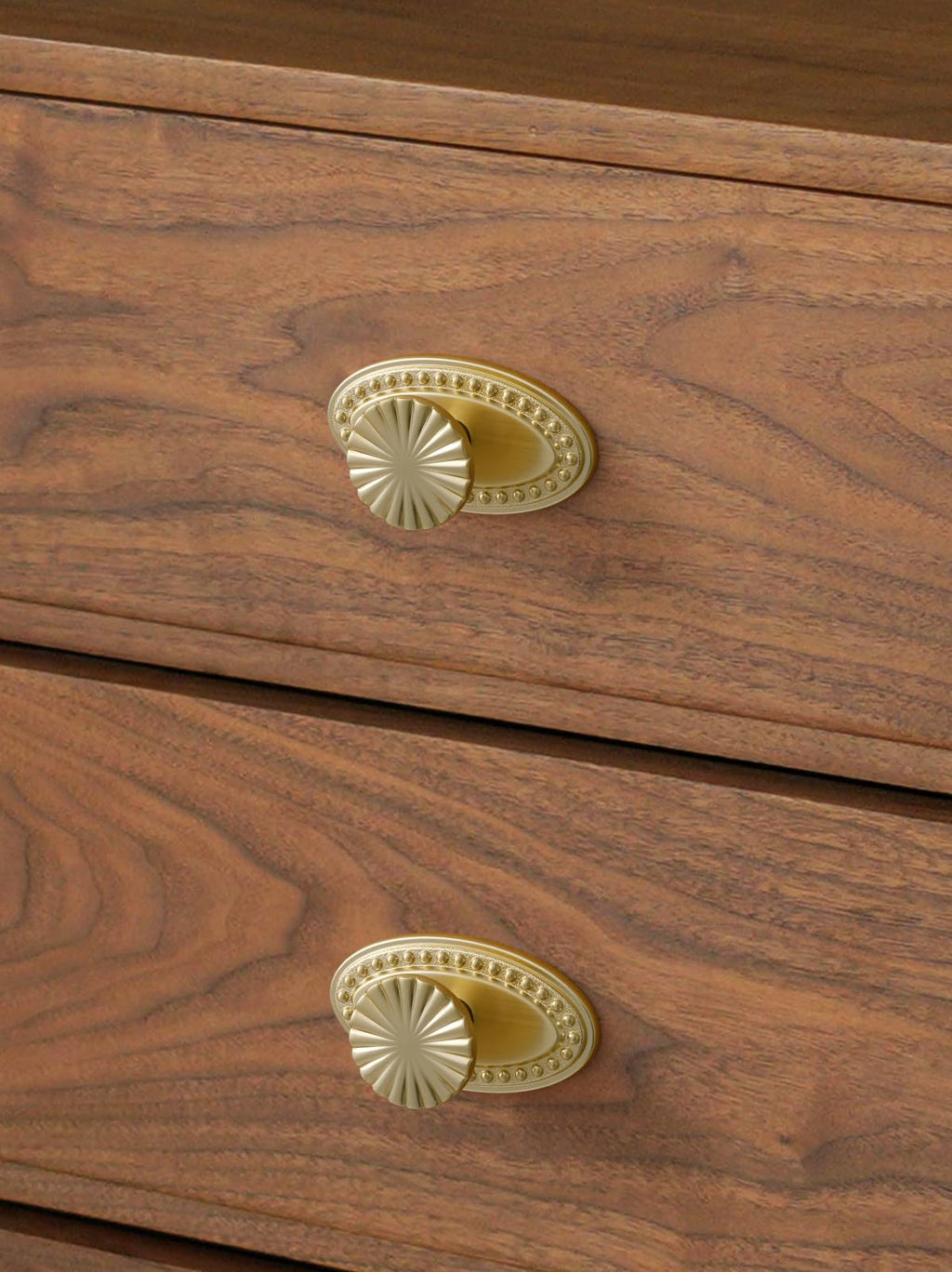 5 Pack Brushed Gold Cabinet Knobs with Base Brass Flat Drawer Pulls Kitchen Cupboard Bathroom Dresser Cabinet
