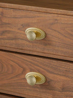 5 Pack Brushed Gold Cabinet Knobs with Base Brass Flat Drawer Pulls Kitchen Cupboard Bathroom Dresser Cabinet