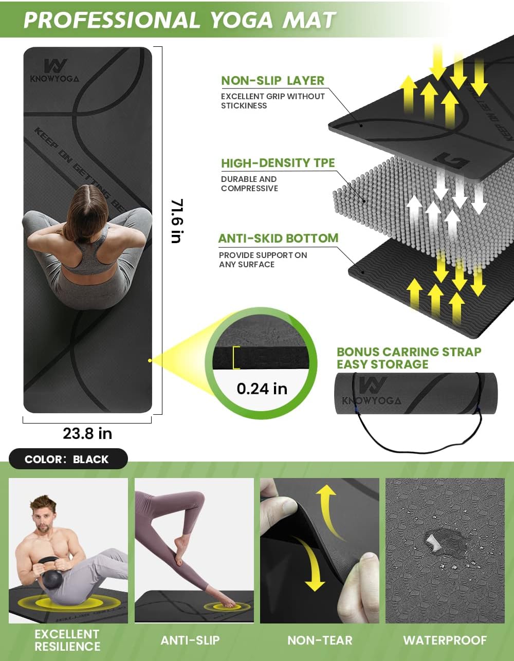 Yoga Starter Kit 12 in 1 - Yoga Set Include Yoga Mat, Foam Roller, 4 Resistance Bands, Yoga Blocks 2 Pack with Strap