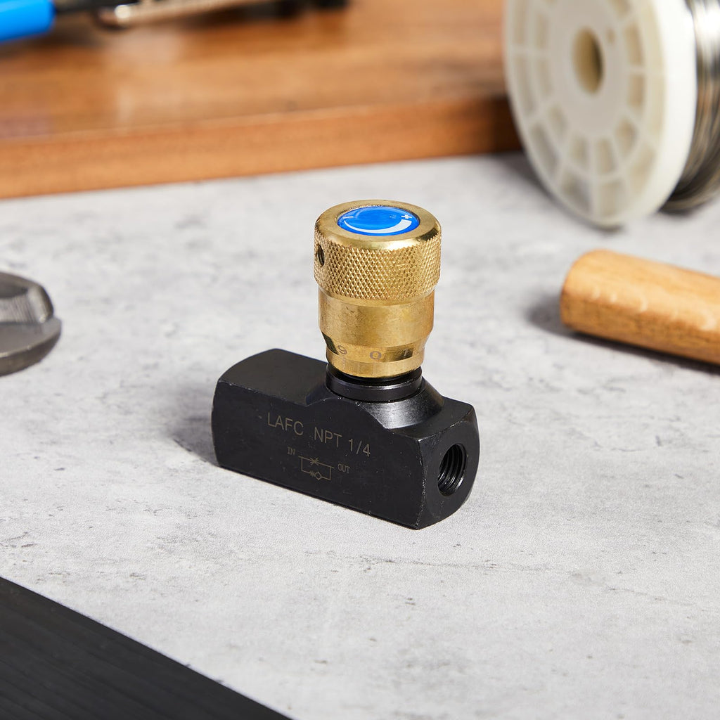 Pelopy 1/4 Inch NPT Hydraulic Flow Control Needle Valve, Free Reverse Flow