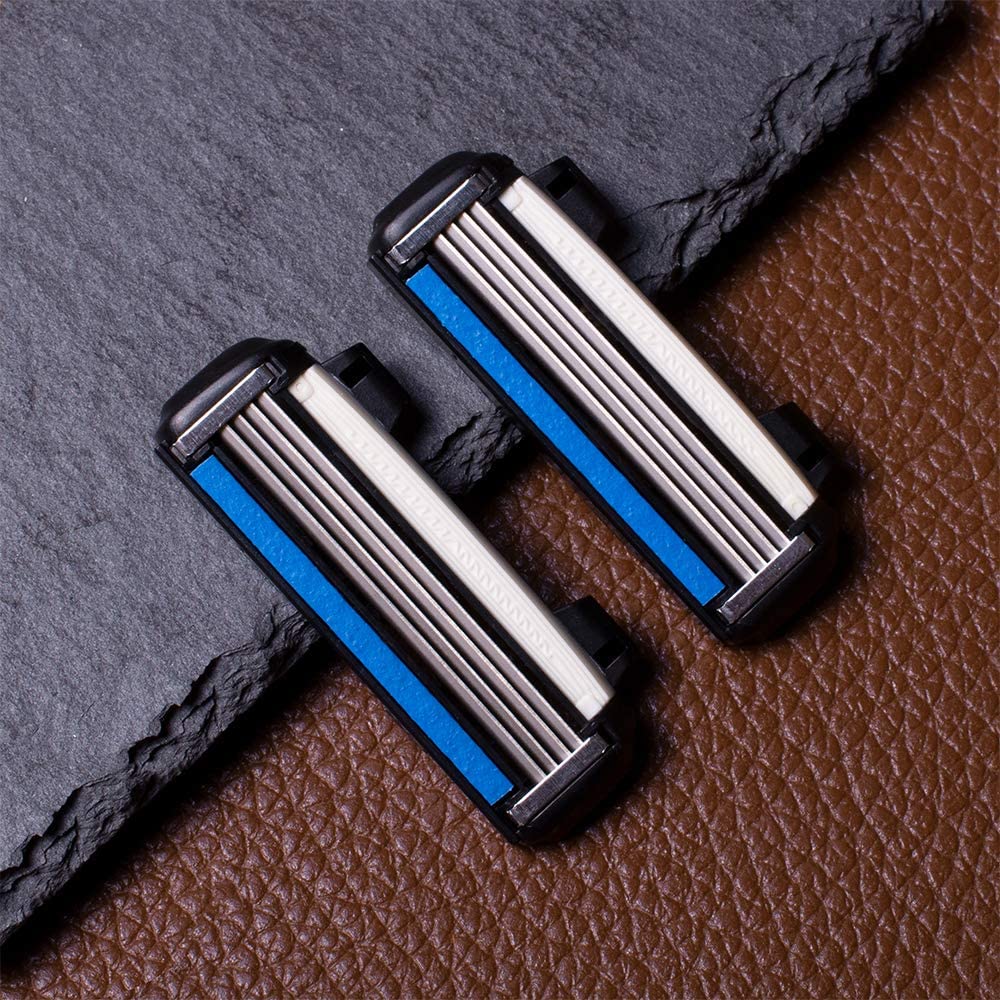 Men's HB4 Refill Shaving Razor Blades. Stainless Steel Blades for No Tugging or Pulling, Shave Less, Works for Face