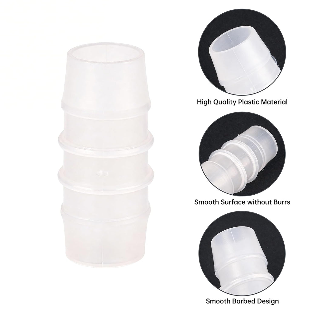 Quickun Plastic Hose Barb Fitting, 3/4" x 3/4" Barbed Splicer Mender Joint Adapter Union Fitting (Pack of 5)