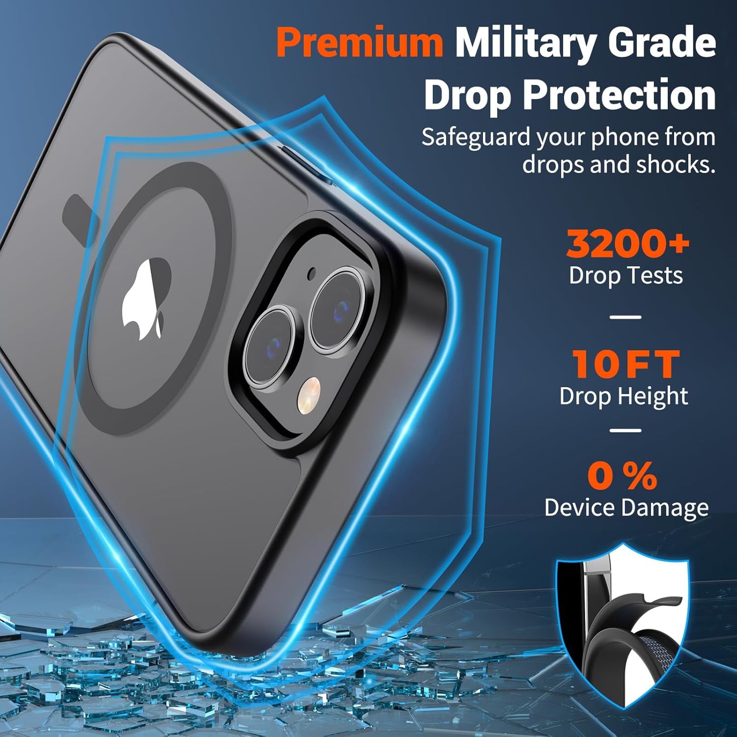 Magnetic for iPhone 15 Case (Compatible with MagSafe) (Military Grade Drop Protection) Translucent Matte Shockproof