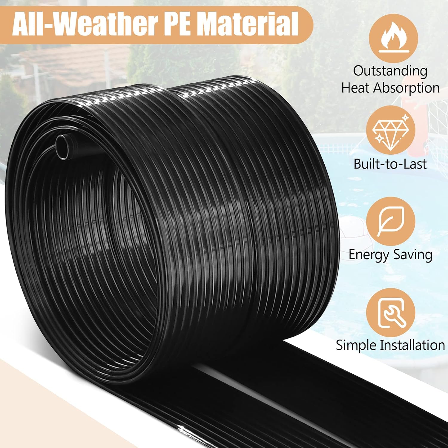 2.5FT x 10FT/ 20FT Solar Pool Heater for Above Ground Pool Inground Pools, Swimming Pool Solar Panel Heating System