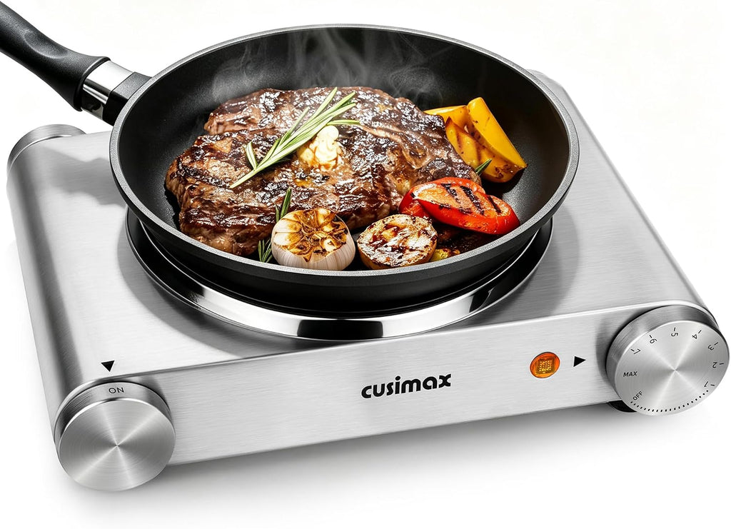 Hot Plate, CUSIMAX Electric Burner 1500W Single Burner for Cooking, Silver