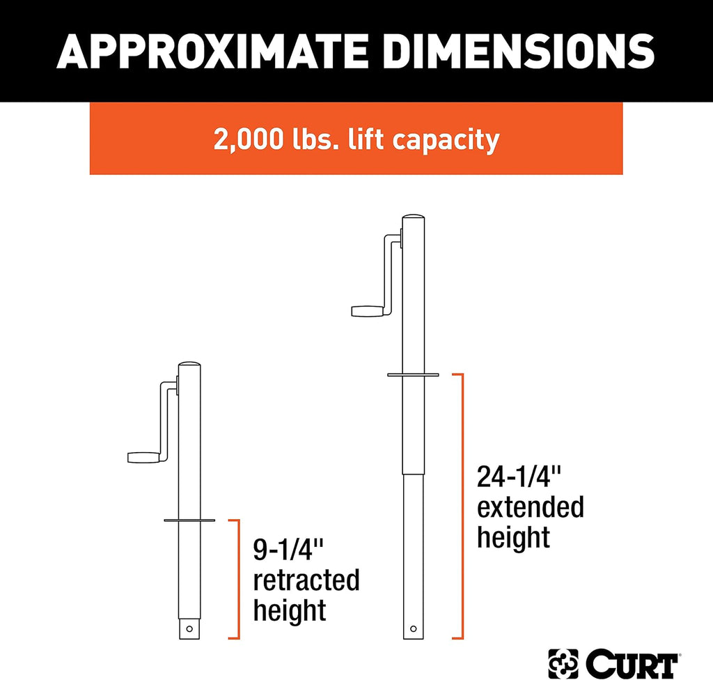 28204 A-Frame Trailer Jack, 2,000 lbs., 15 Inches Vertical Travel
