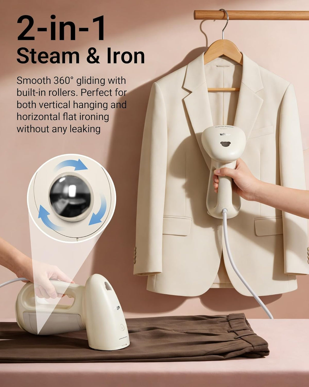 Steamer for Clothes, 1300W 25s Heat-Up Clothes Steamer with 230ml Tank | Essential Oil Compatible,20g/min Steam