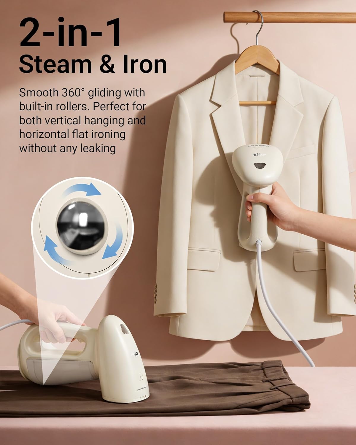 Steamer for Clothes, 1300W 25s Heat-Up Clothes Steamer with 230ml Tank | Essential Oil Compatible,20g/min Steam