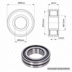 22210 W33 SS Spherical Roller Bearing, 50x90x23mm, 1 Pack
