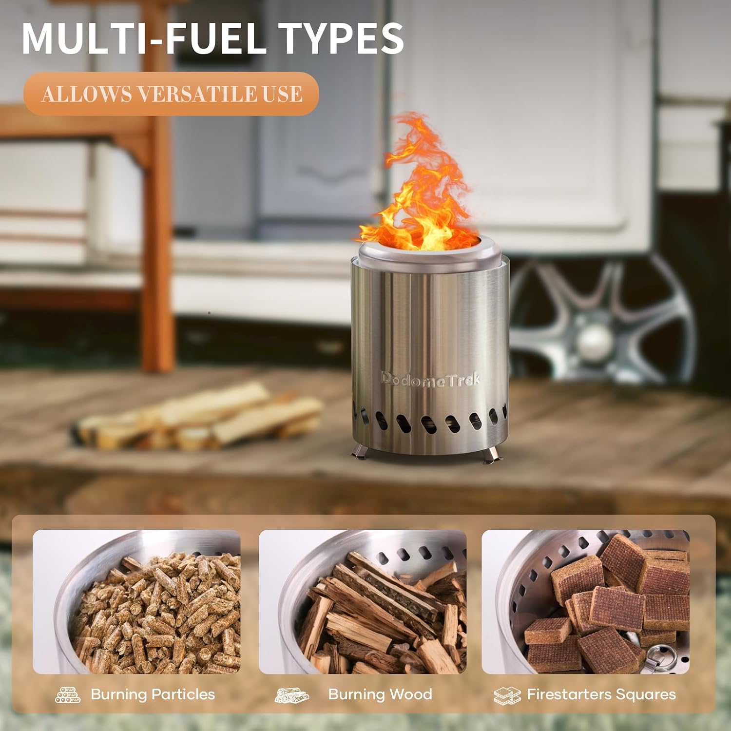 Tabel Top Fire Pit Mini, Portable Firepit Outdoor, 5.5 Inch Tabletop Firepit Stainless Steel