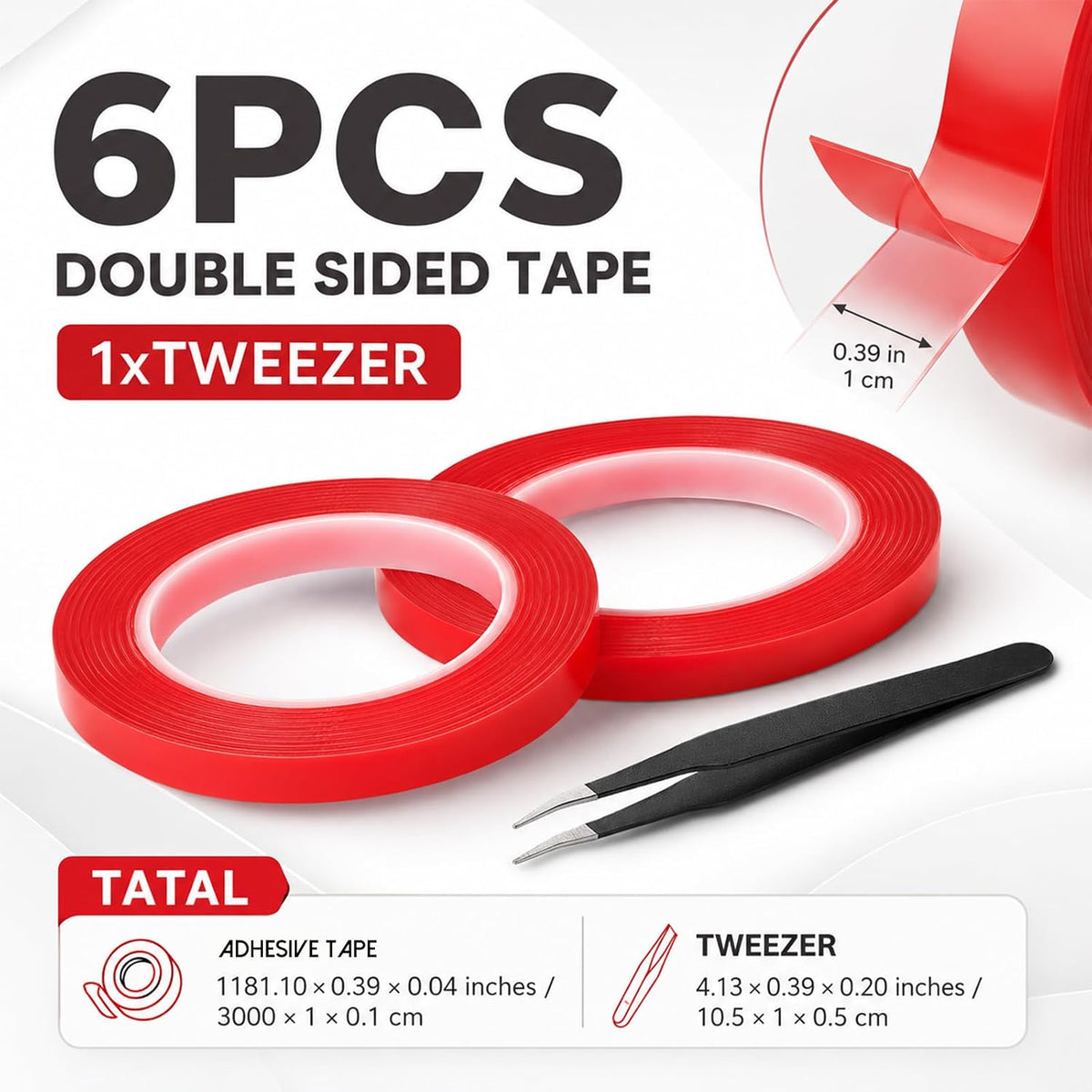 6 Rolls Adhesive Strong Sticky Nail Double Tapes Double Sided Tape