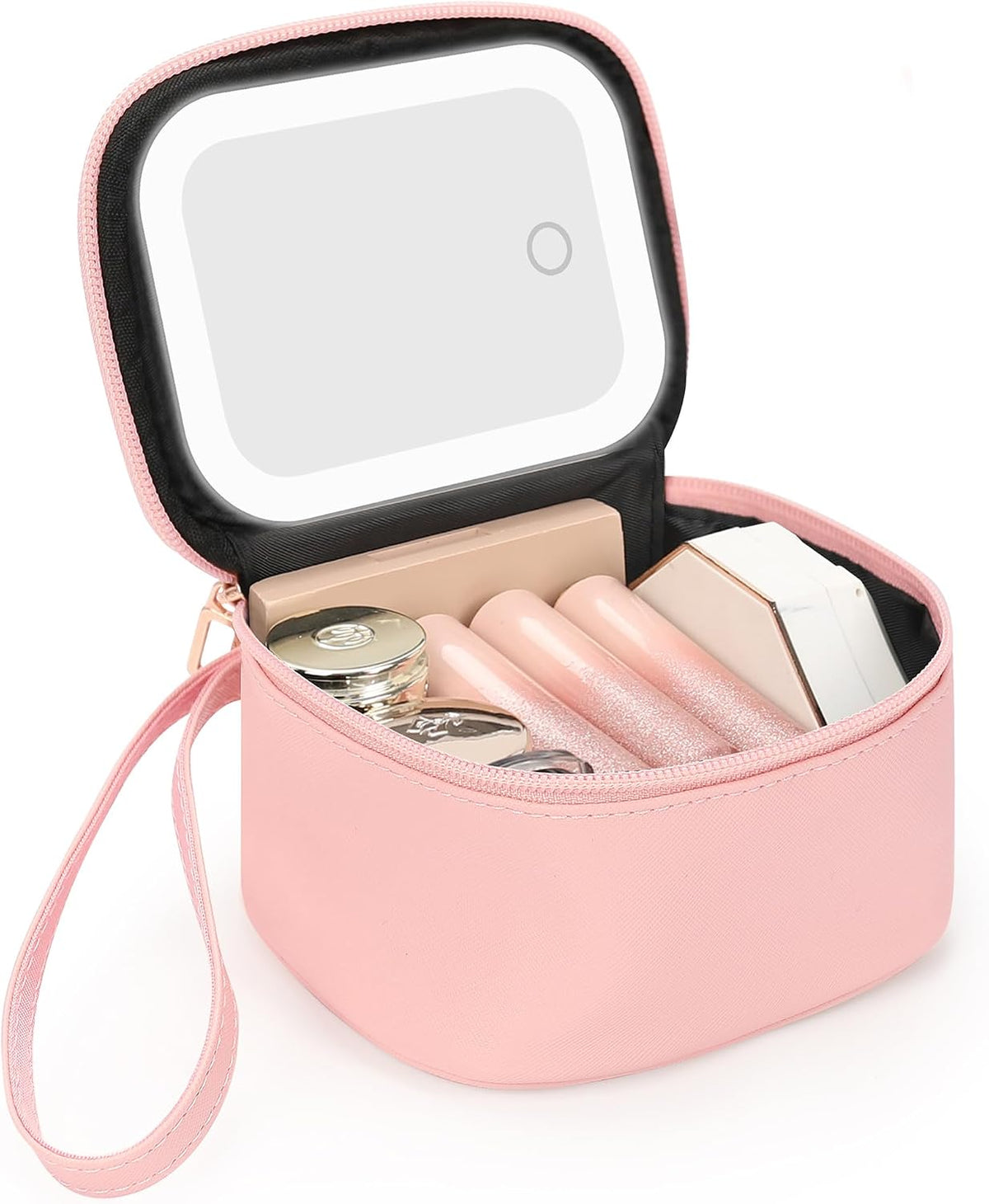 Mini Makeup Bag with Led Mirror, Rechargeable Portable Makeup Pouch