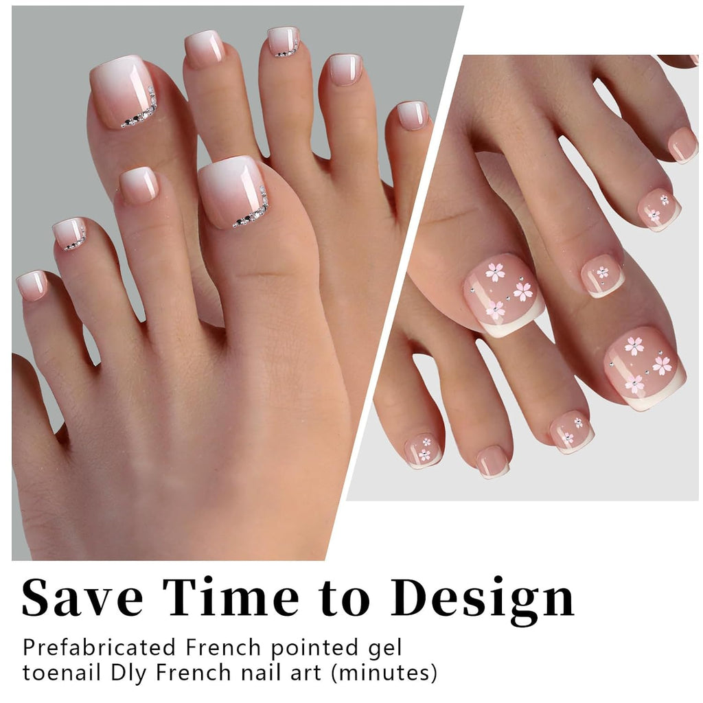 French Tip Toe Nail Tips, 120 Pcs Press On Toenails Tip, 12 Sizes