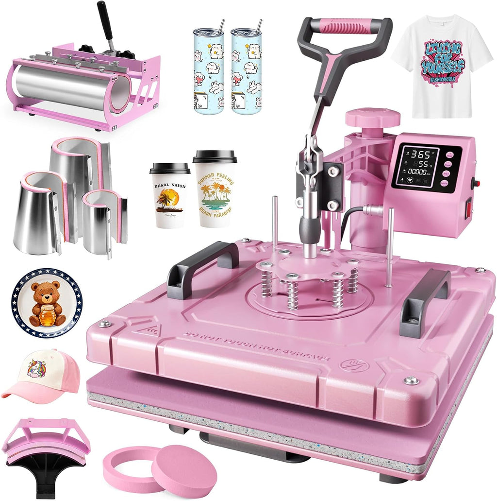 8 in 1 Heat Press Machine 15x15 Inch, Heat Press for T-Shirts, Bags | Swing Away Digital Sublimation Heat Press
