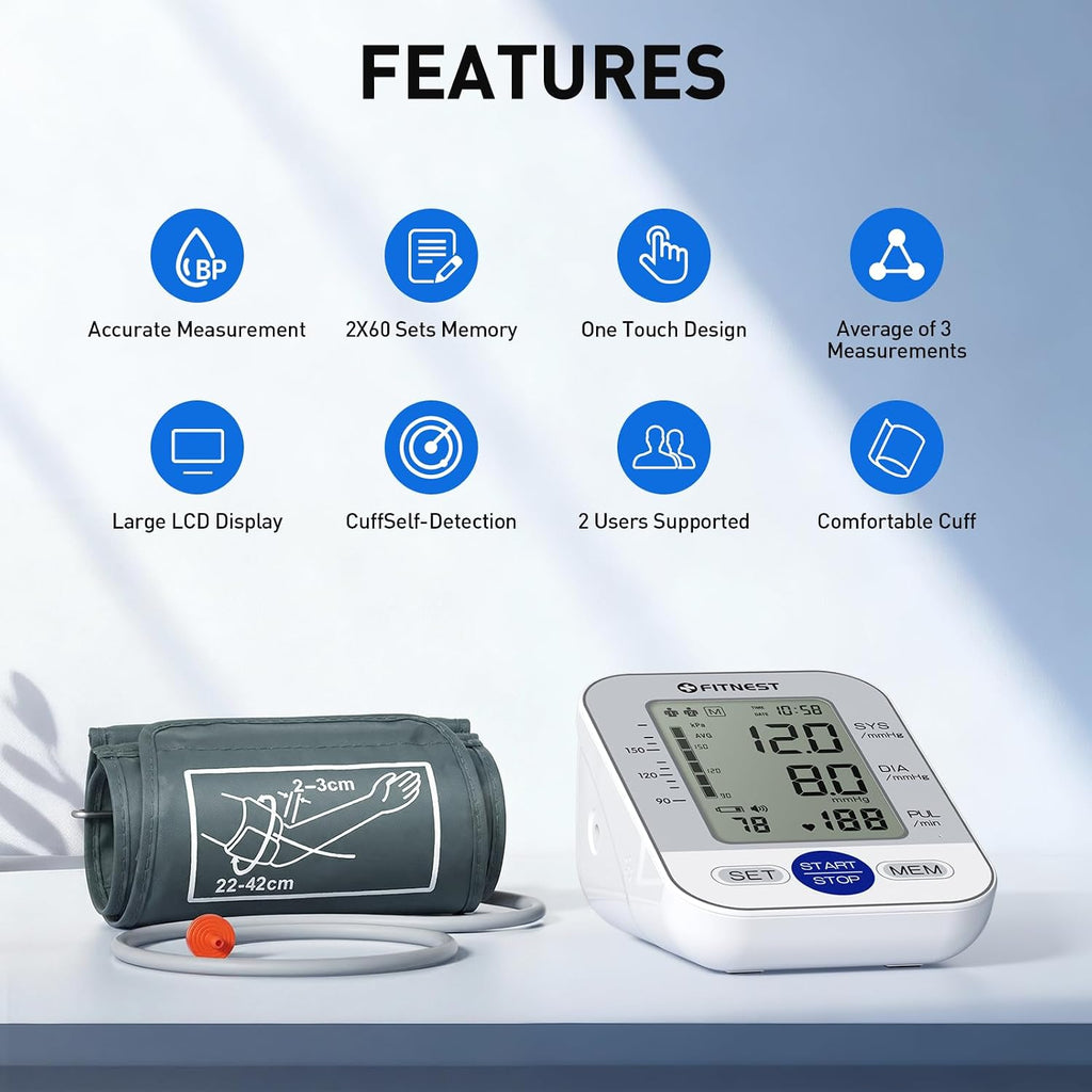 Blood Pressure Monitor, Automatic Digital Upper Arm BP Machine for Home Use