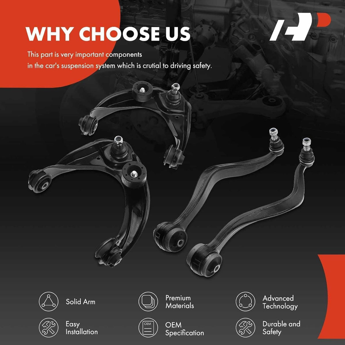 A-Premium Front Upper & Lower Control Arm Kit, with Ball Joint & Bushing