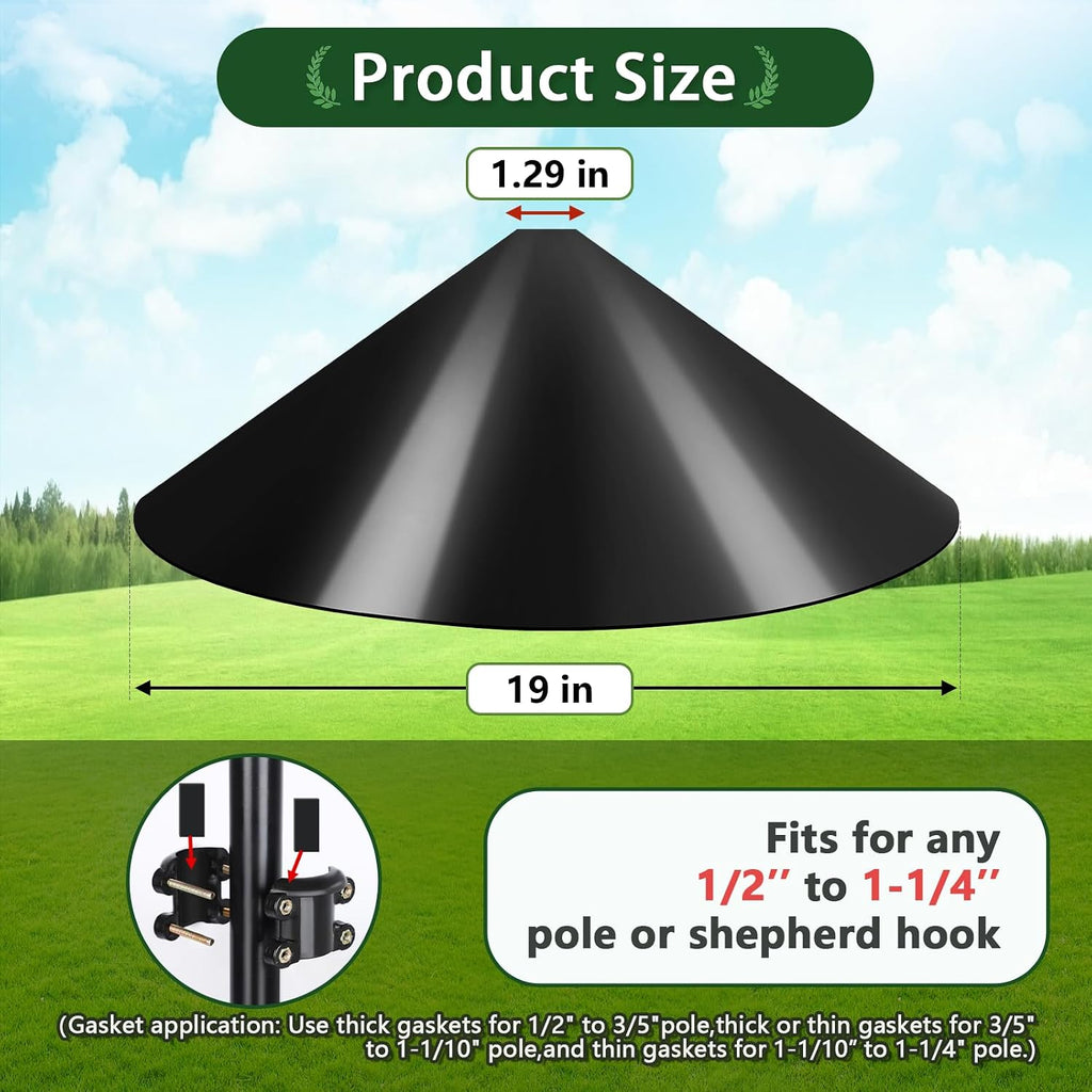 19" Squirrel Baffle for Bird Feeder Pole Black 1 Pack