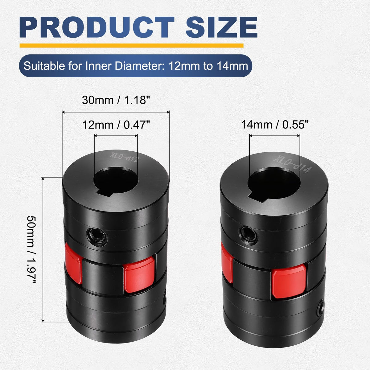 MECCANIXITY XL0 Type Flexible Elastic Shaft Coupling 12mm to 14mm Bore