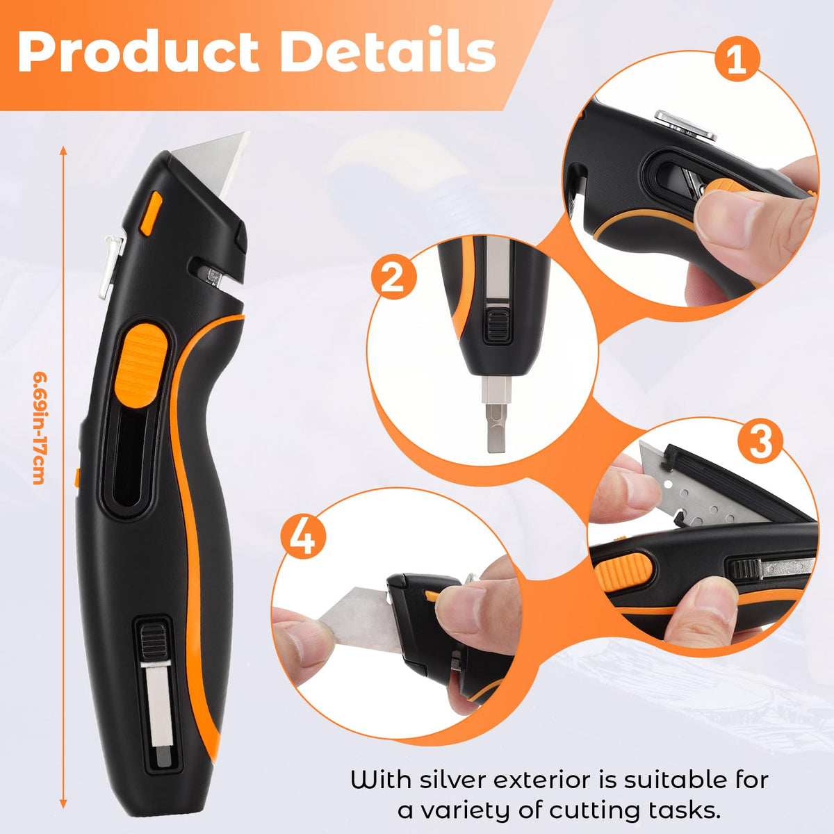2-in-1 Heavy Duty Utility Knife & Multitool Screwdriver, Retractable Box Cutter